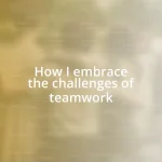 How I embrace the challenges of teamwork