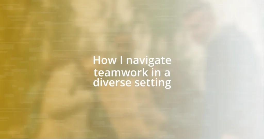 How I navigate teamwork in a diverse setting