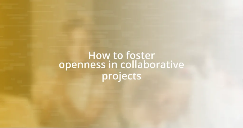 How to foster openness in collaborative projects