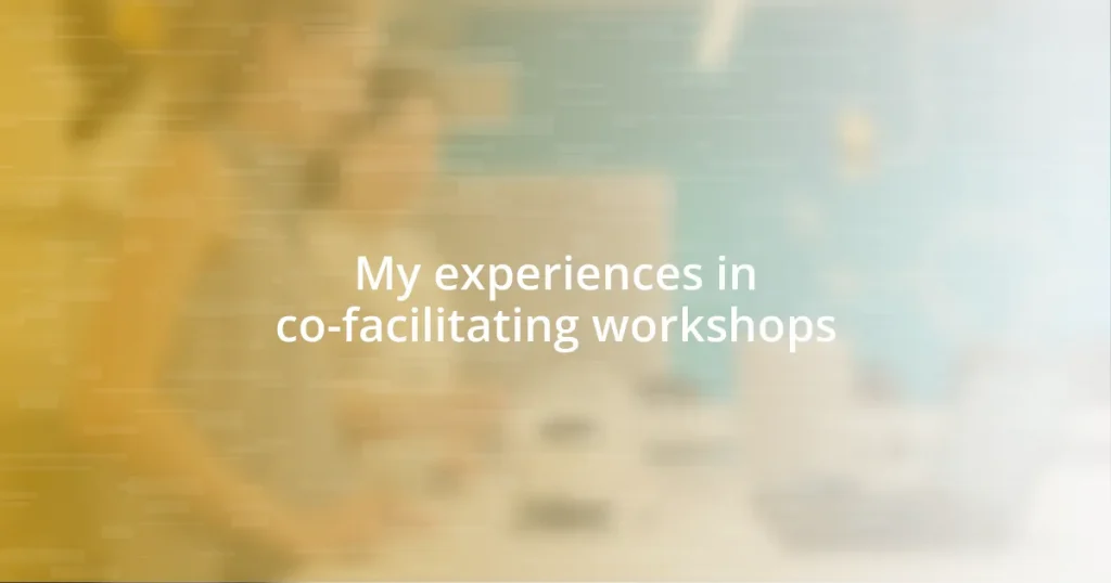 My experiences in co-facilitating workshops