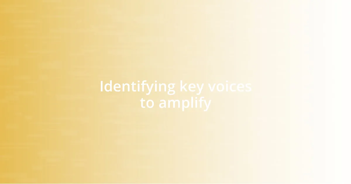 Identifying key voices to amplify