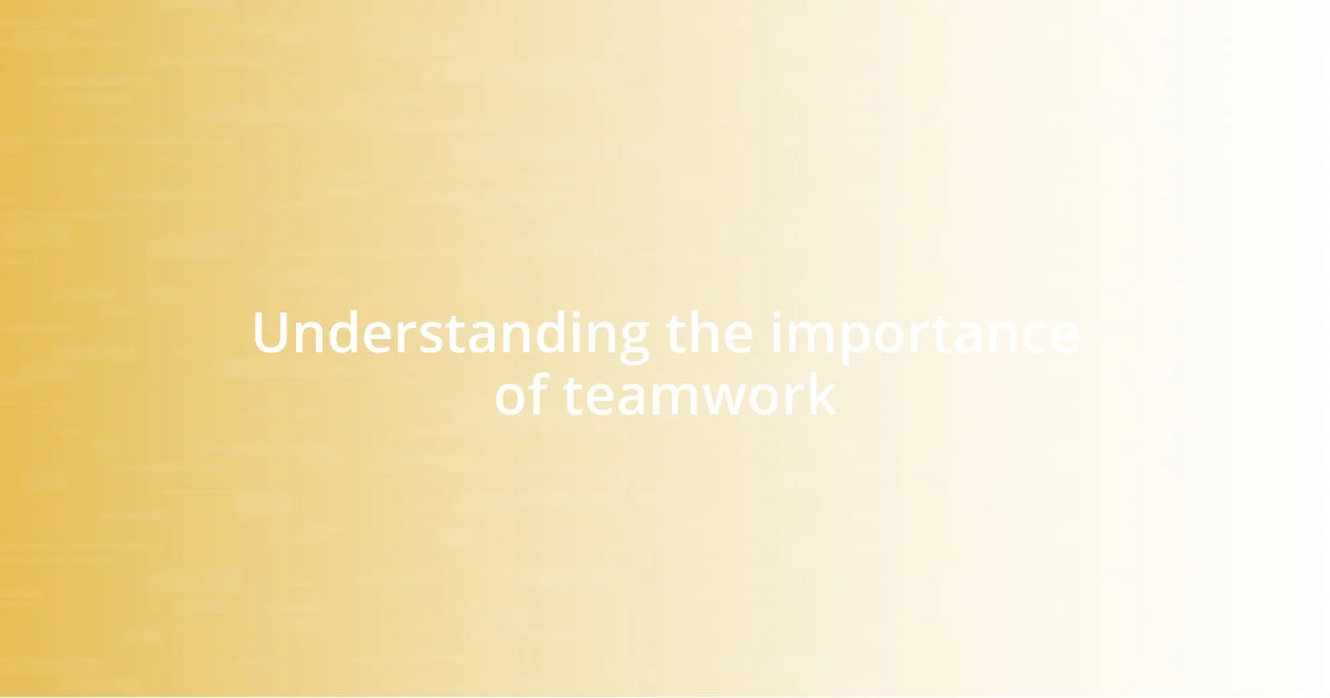 Understanding the importance of teamwork