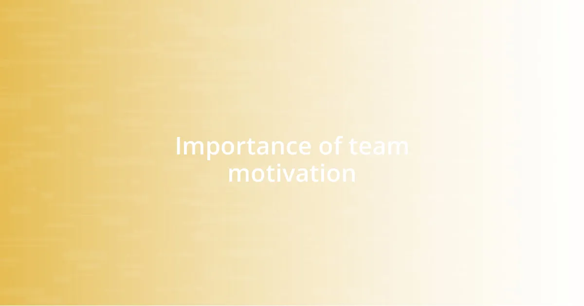 Importance of team motivation