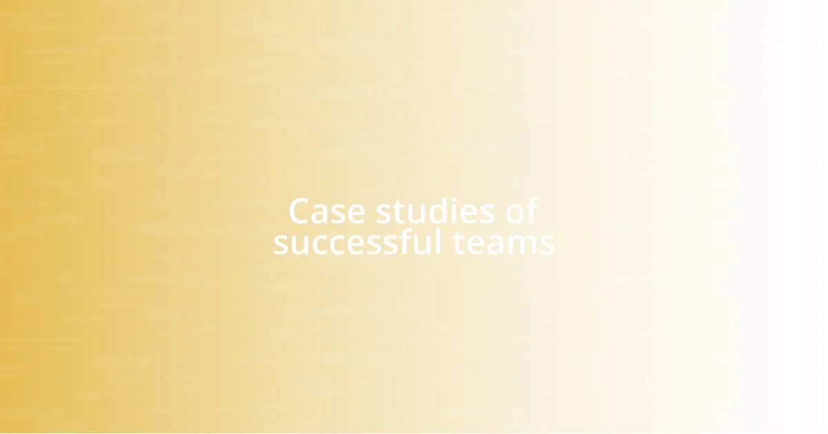 Case studies of successful teams