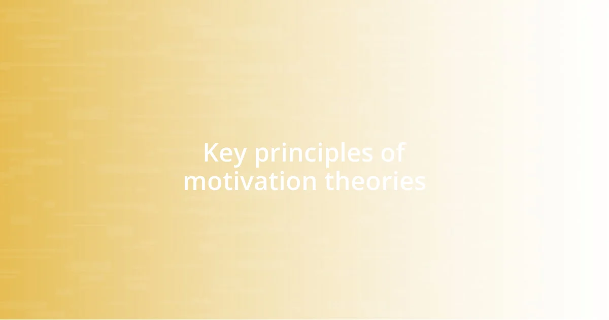 Key principles of motivation theories