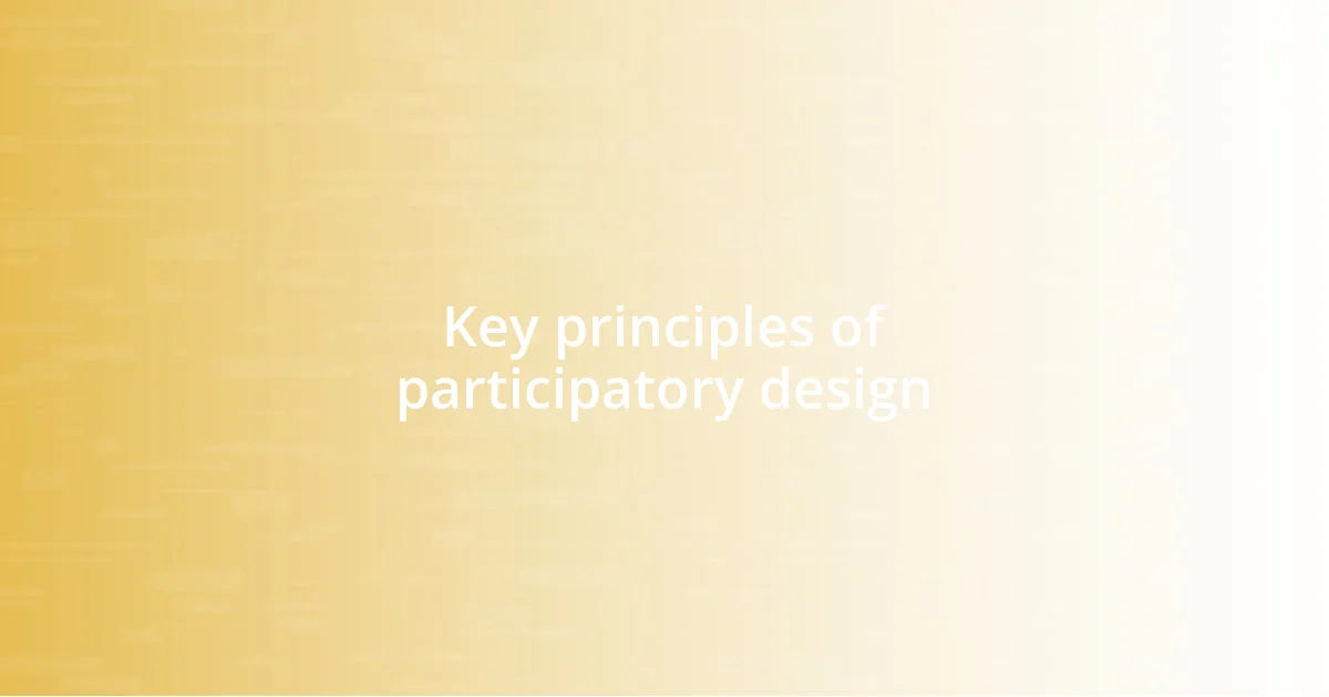 Key principles of participatory design