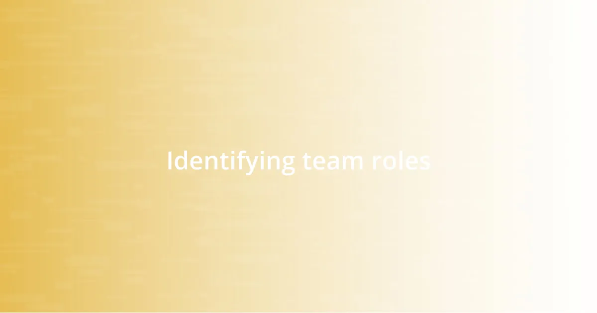 Identifying team roles